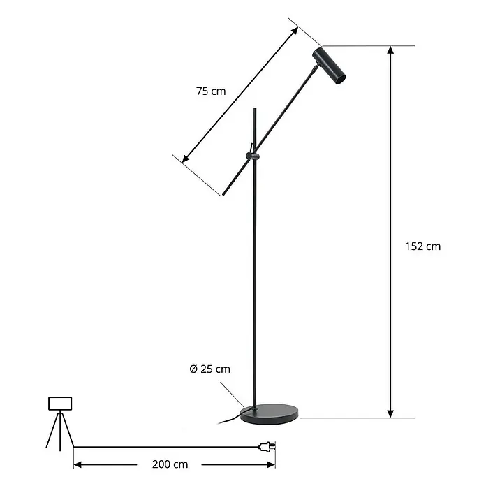Lindby Stehleuchte Vilo - Höhe: 152 cm, schwarz, schwarz, GU10