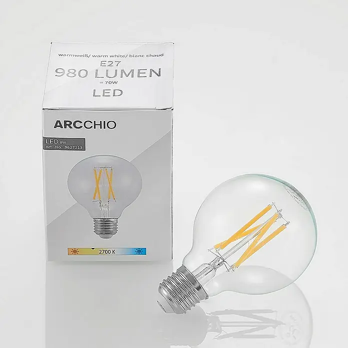 Arcchio LED-Lampe E27 8W LED - E27, Nicht Dimmbar, Warmweiß, 980 lm, 8 W