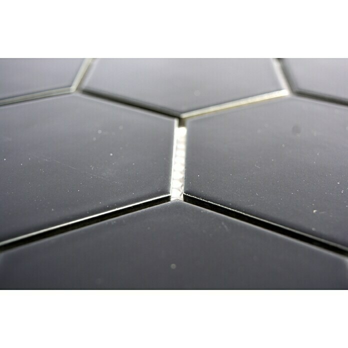 Mozaïektegel Hexagon Uni HX 115 (25,6 x 29,5 cm, Zwart, Mat)
