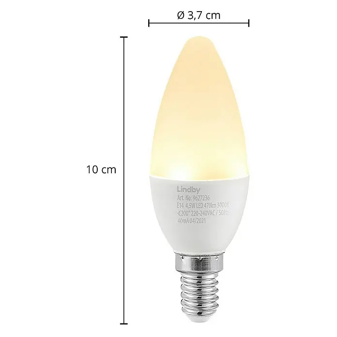 Lindby LED-Lampe E14 4,5W LED - E14, Nicht Dimmbar, Warmweiß, 470 lm, 4,5 W