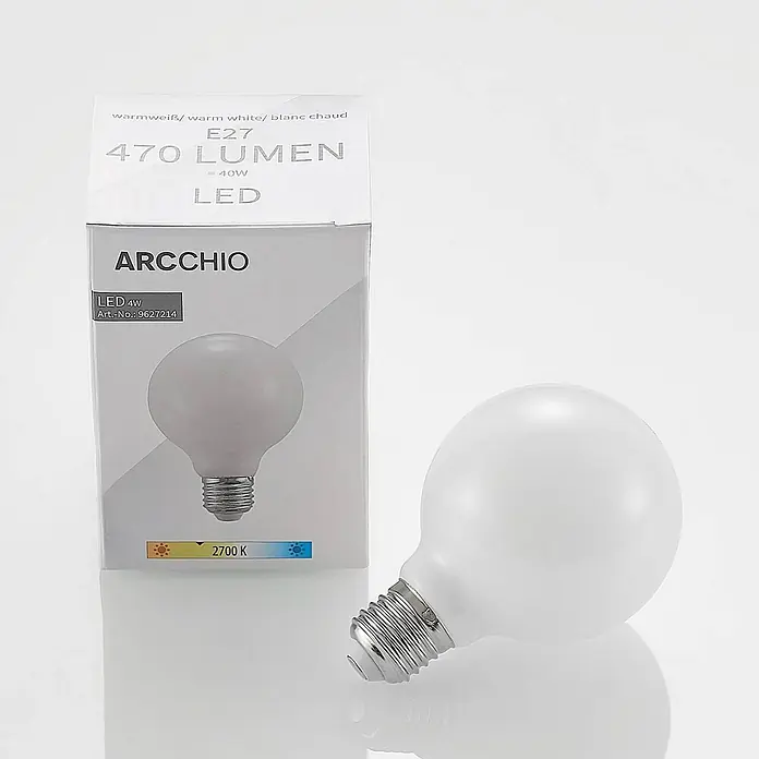 Arcchio LED-Lampe E27 4W LED - E27, Nicht Dimmbar, Warmweiß, 470 lm, 4 W