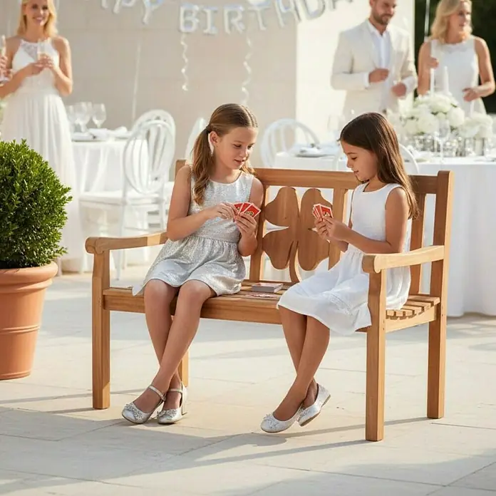 Bene Living Gartenbank Kleeblatt - Teakholz, Natur