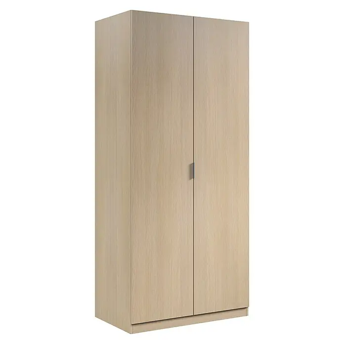 Armario multiusos de madera LCX022 - L x An x Al: 52 x 81,5 x 180 cm, Roble - Armario de dos puertas de madera clara con tirador minimalista.