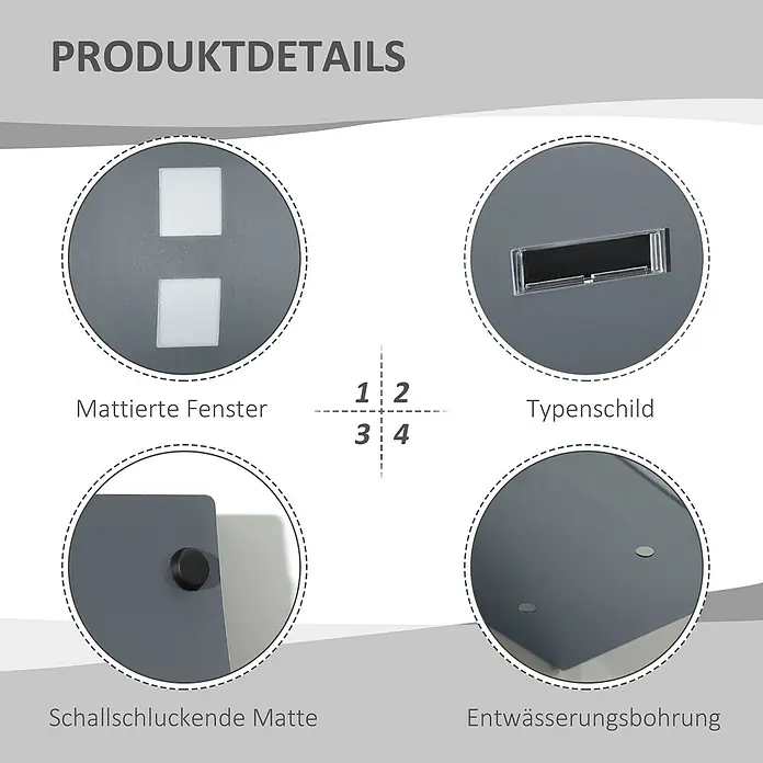 Homcom Wandbriefkasten 1-teilig - L x B x H: 32 x 10 x 45 cm