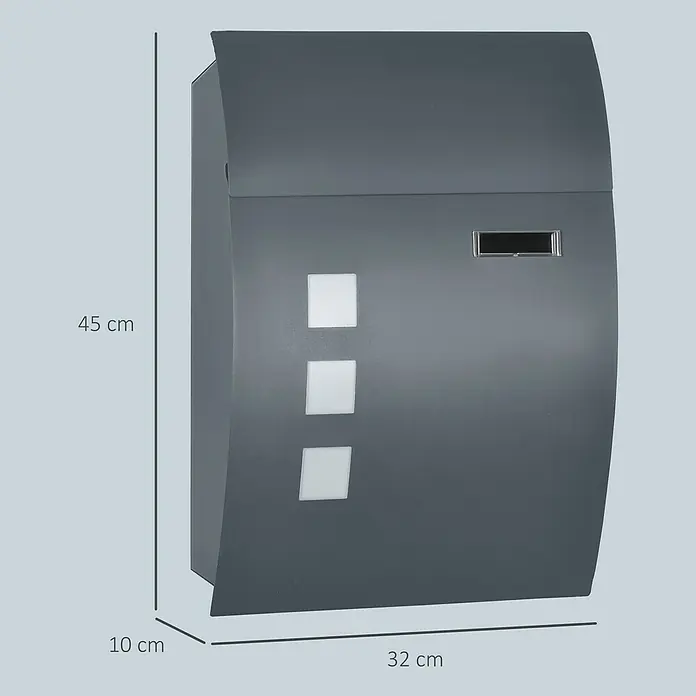 Homcom Wandbriefkasten 1-teilig - L x B x H: 32 x 10 x 45 cm
