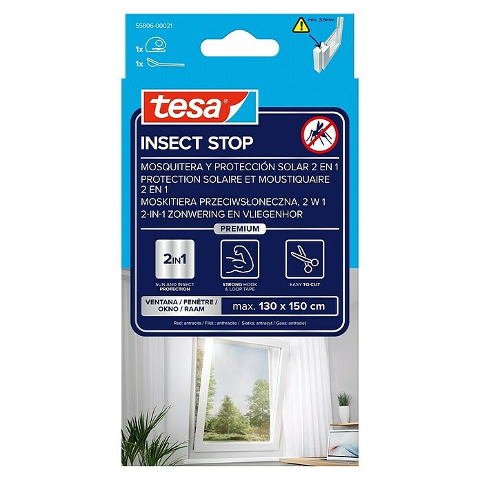 Tesa Insecten- en zonwering, gaas (b x h: 130 x 150 cm, Montage hor: Met klittenband vastmaken) | BAUHAUS