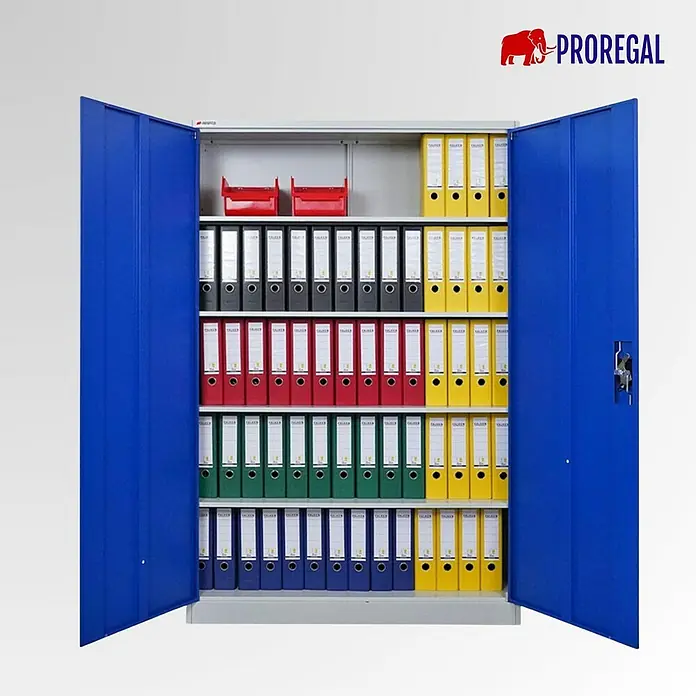 Proregal Aktenschrank Mega Deal 4x ELEPHANT mit 2 Türen, abschließbar - B x T x H: 120 x 40 x 180 cm, Blau/Lichtgrau