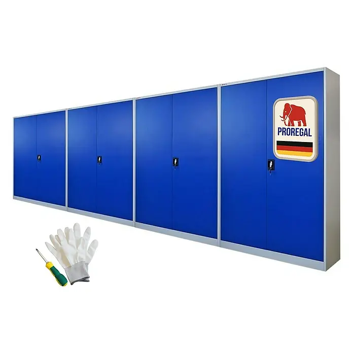 Proregal Aktenschrank Mega Deal 4x ELEPHANT mit 2 Türen, abschließbar - B x T x H: 120 x 40 x 180 cm, Blau/Lichtgrau