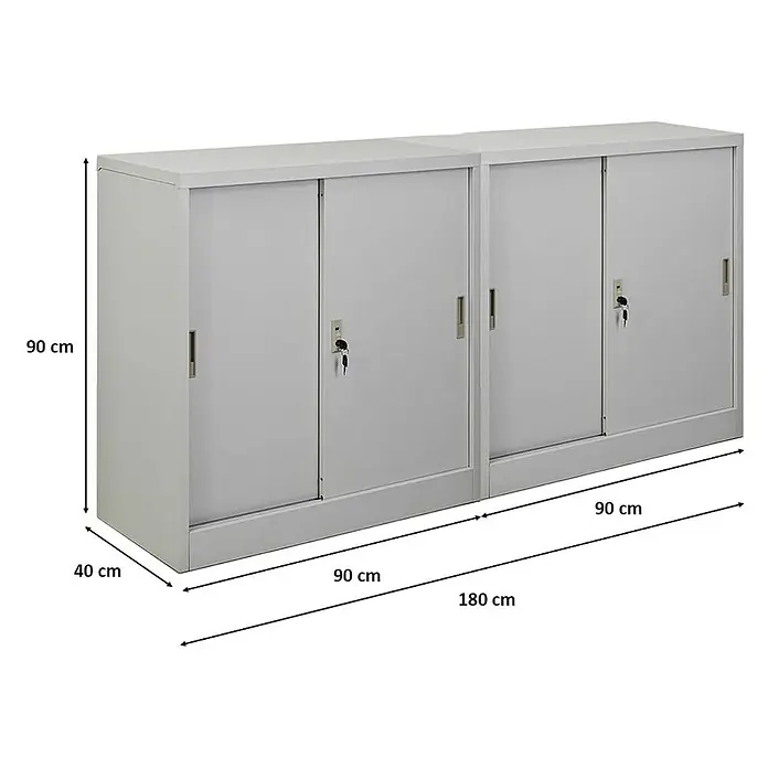 Proregal Aktenschrank Mega Deal 2x ELEPHANT mit abschließbaren Schiebetüren - Lichtgrau