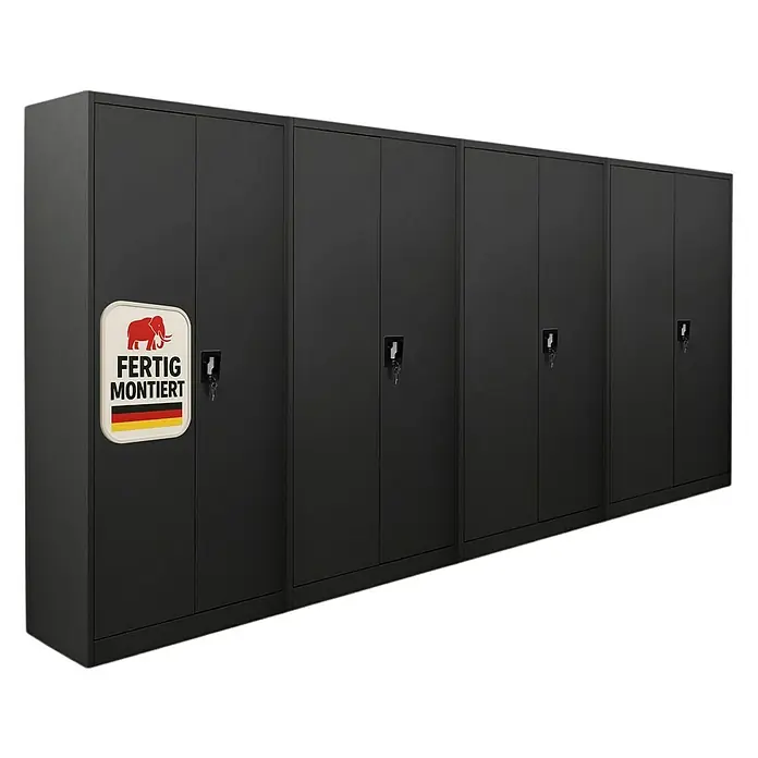 Proregal Aktenschrank Mega Deal 4x ELEPHANT komplett montiert - B x T x H: 80 x 40 x 180 cm, Schwarz