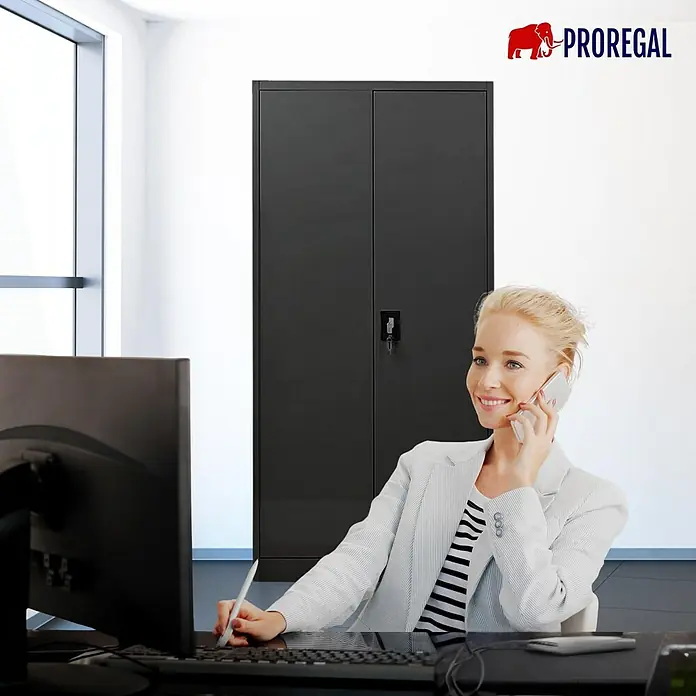 Proregal Aktenschrank Mega Deal 4x ELEPHANT komplett montiert - B x T x H: 80 x 40 x 180 cm, Schwarz