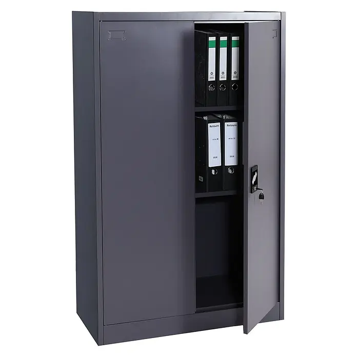 Proregal Aktenschrank mit 2 Türen abschließbar Metall - B x T x H: 90 x 40 x 140 cm, Dunkelgrau
