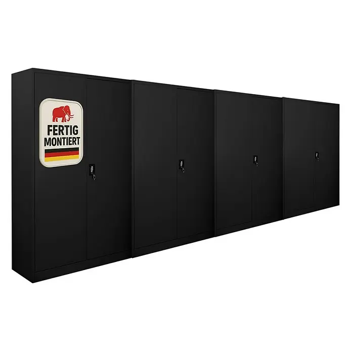 Proregal Aktenschrank Mega Deal 4x ELEPHANT komplett montiert - B x T x H: 120 x 40 x 180 cm, Schwarz