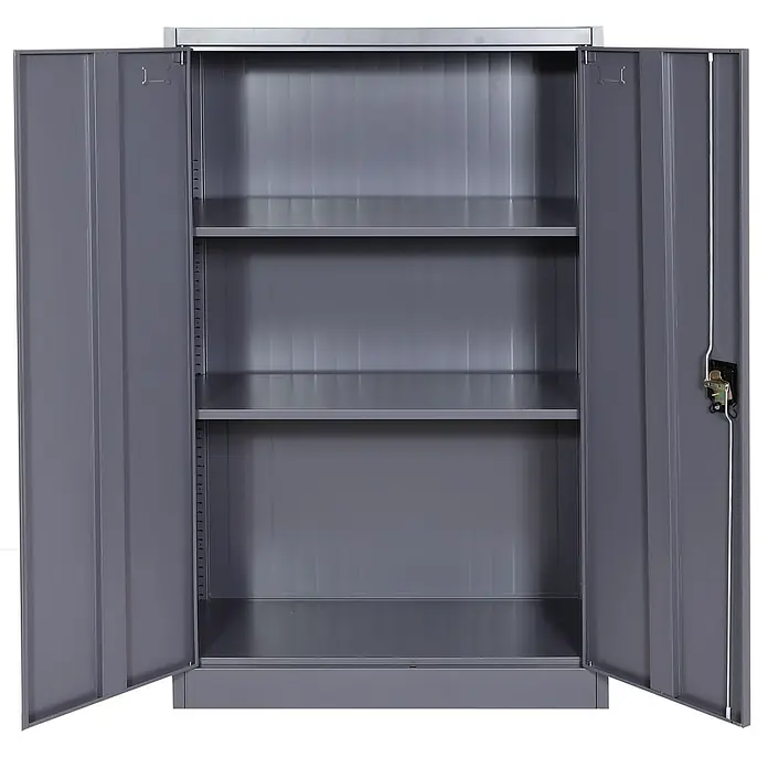 Proregal Aktenschrank mit 2 Türen abschließbar Metall - B x T x H: 90 x 40 x 140 cm, Dunkelgrau