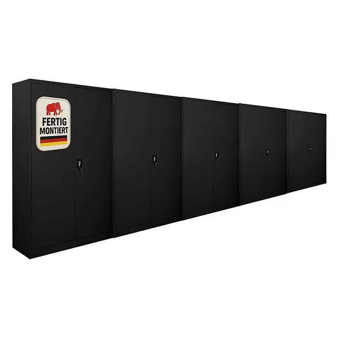 Proregal Aktenschrank Mega Deal 5x ELEPHANT komplett montiert - B x T x H: 120 x 40 x 180 cm, Schwarz