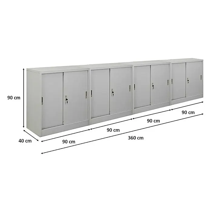 Proregal Aktenschrank Mega Deal 4x ELEPHANT mit abschließbaren Schiebetüren - Lichtgrau