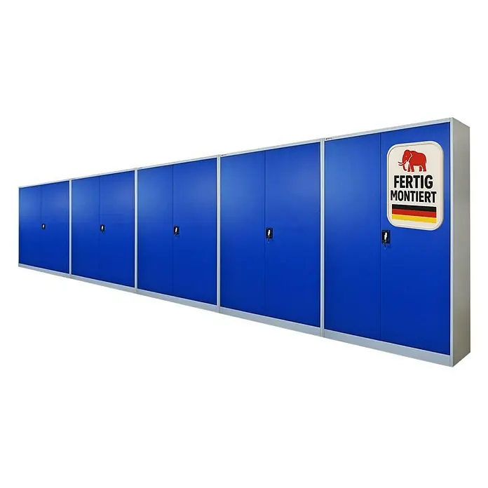 Proregal Aktenschrank Mega Deal 5x ELEPHANT komplett montiert - B x T x H: 120 x 40 x 180 cm, Blau/Lichtgrau