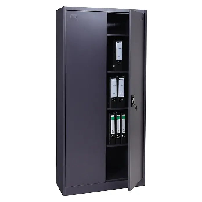 Proregal Aktenschrank mit 2 Türen abschließbar Metall - B x T x H: 90 x 40 x 185 cm, Dunkelgrau