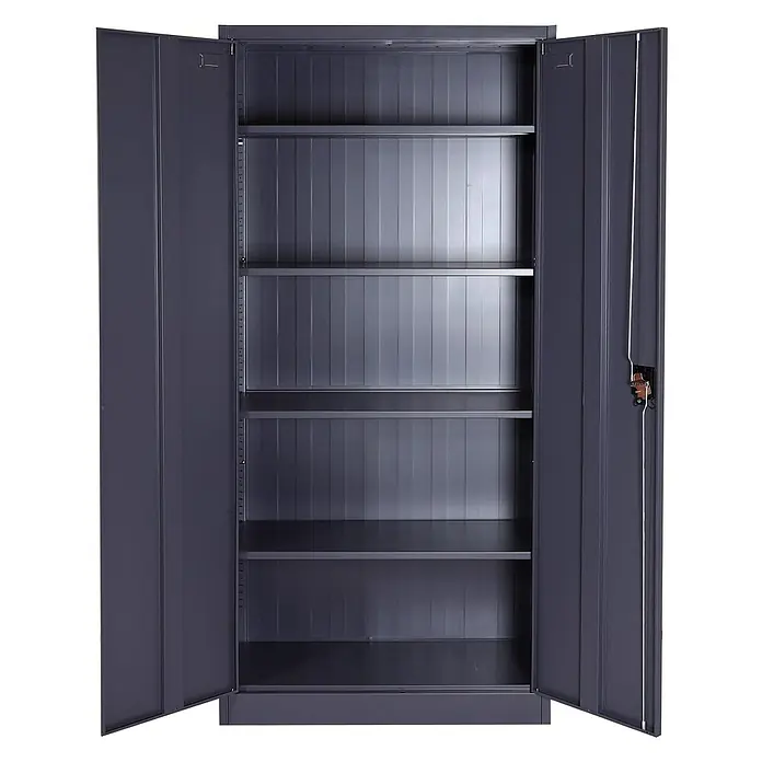 Proregal Aktenschrank mit 2 Türen abschließbar Metall - B x T x H: 90 x 40 x 185 cm, Dunkelgrau