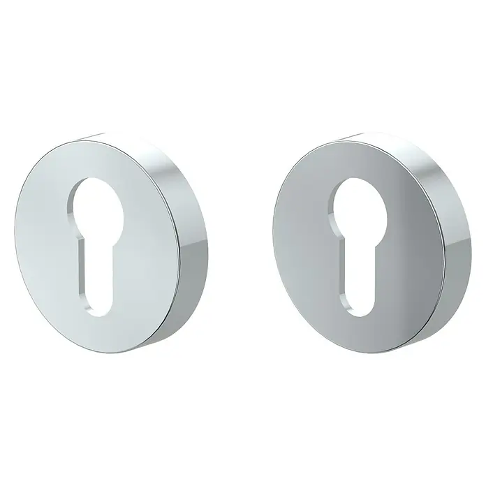 Diamond Doors Schlüsselschild - Profilzylinder, Chrom - Silbernes Metall-Schlüssellochschild.