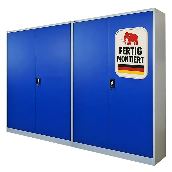 Proregal Aktenschrank Mega Deal 2x ELEPHANT komplett montiert - B x T x H: 120 x 40 x 180 cm, Blau/Lichtgrau