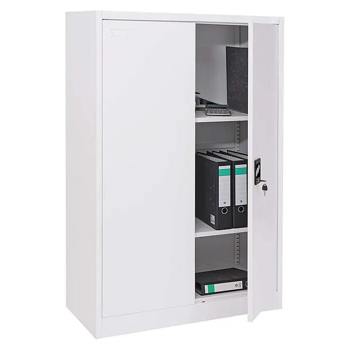Proregal Aktenschrank mit 2 Türen abschließbar Metall - B x T x H: 90 x 40 x 140 cm, Weiß