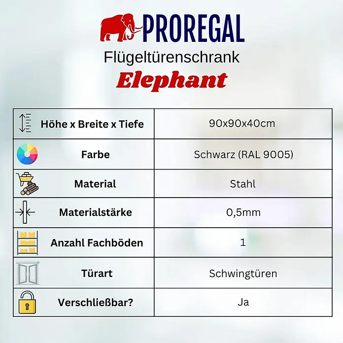 Proregal Aktenschrank Mega Deal 3x ELEPHANT mit abschließbaren Schiebetüren - Schwarz