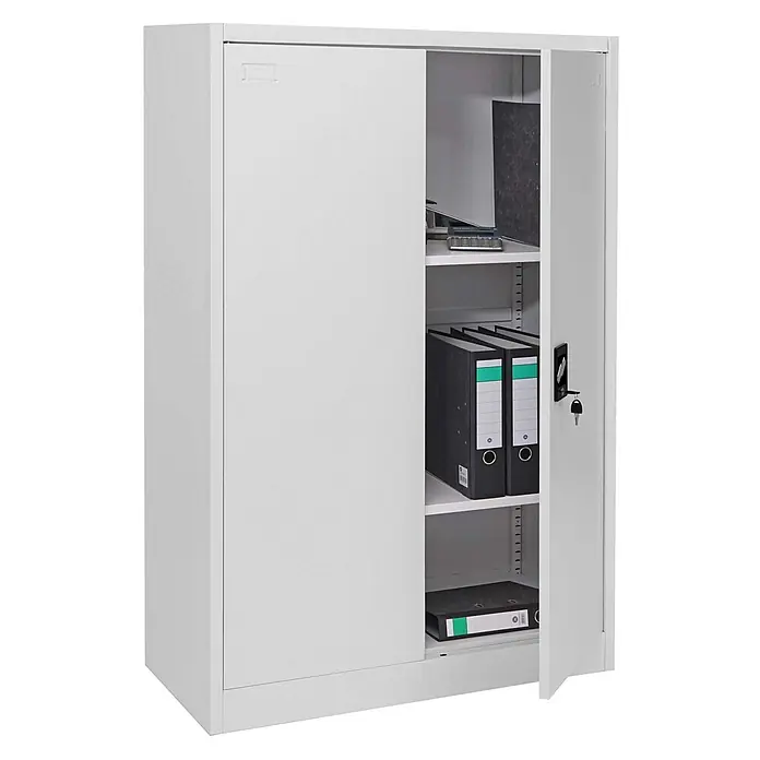 Proregal Aktenschrank mit 2 Türen abschließbar Metall - B x T x H: 90 x 40 x 140 cm, Grau