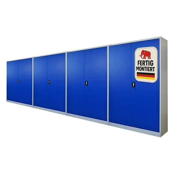 Proregal Aktenschrank Mega Deal 4x ELEPHANT komplett montiert - B x T x H: 120 x 40 x 180 cm, Blau/Lichtgrau