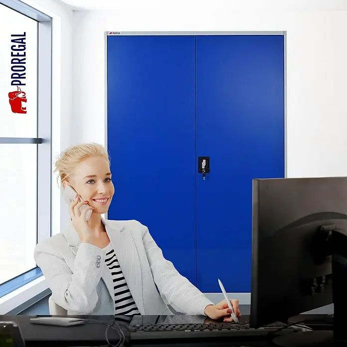 Proregal Aktenschrank Mega Deal 4x ELEPHANT komplett montiert - B x T x H: 120 x 40 x 180 cm, Blau/Lichtgrau
