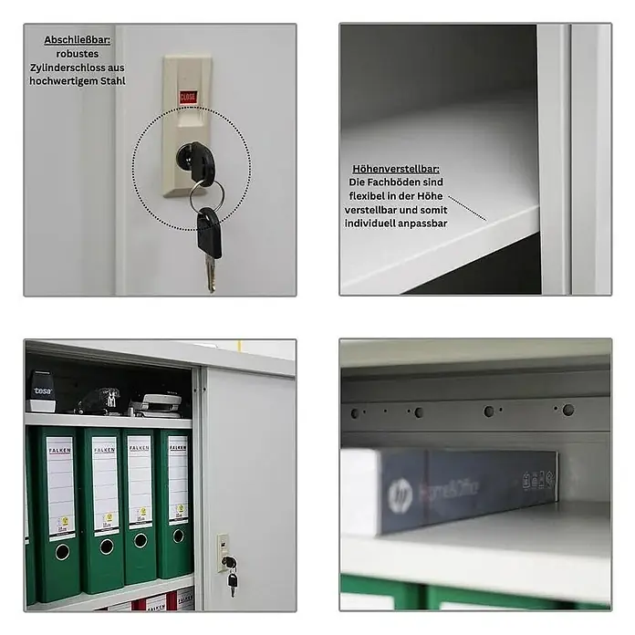 Proregal Aktenschrank Mega Deal 3x ELEPHANT mit abschließbaren Schiebetüren - Lichtgrau