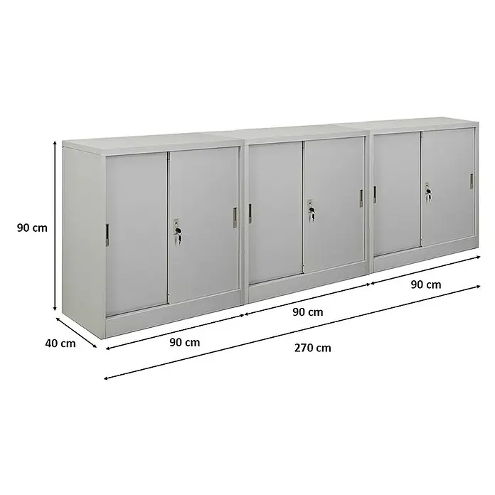 Proregal Aktenschrank Mega Deal 3x ELEPHANT mit abschließbaren Schiebetüren - Lichtgrau