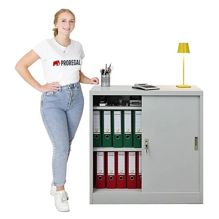 Proregal Aktenschrank Mega Deal 5x ELEPHANT mit abschließbaren Schiebetüren - Lichtgrau