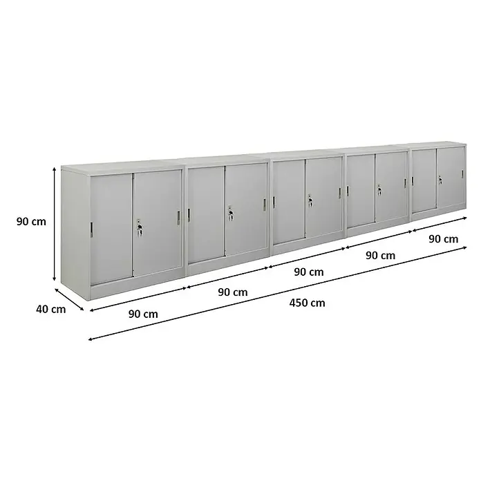Proregal Aktenschrank Mega Deal 5x ELEPHANT mit abschließbaren Schiebetüren - Lichtgrau