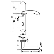 Häfele WC-Türgarnitur Stellia (B x H: 44 x 229 mm, Schlitzkopf/Olive SK/OL, Edelstahl, Langschild)