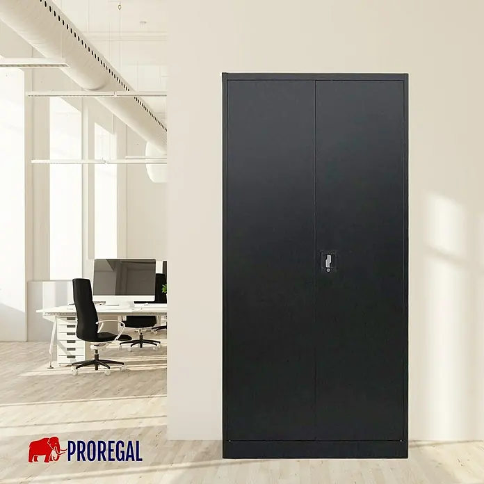 Proregal Aktenschrank ELEPHANT komplett montiert - B x T x H: 80 x 40 x 180 cm, Schwarz