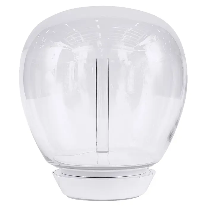 Artemide LED-Tischleuchte Empatia 36 - 26 W, Weiß, Warmweiß, Höhe: 38,2 cm - Klares, kugelförmiges Luftbefeuchtergerät auf einem weißen Sockel, ideal zur Verbesserung der Luftqualität in Ihrem Zuhause.
