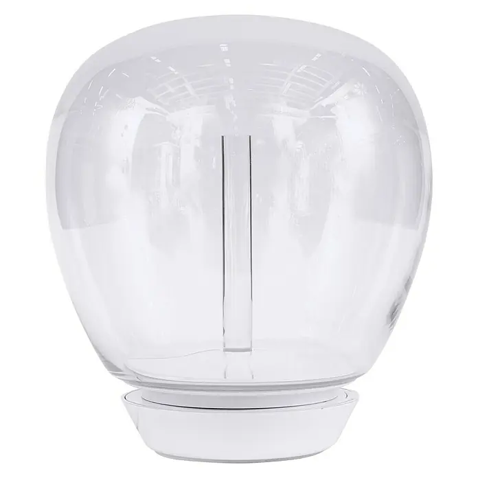 Artemide LED-Tischleuchte Empatia 36 - 26 W, Weiß, Warmweiß, Höhe: 38,2 cm - Klares, kugelförmiges Luftbefeuchtergerät auf einem weißen Sockel, ideal zur Verbesserung der Luftqualität in Ihrem Zuhause.