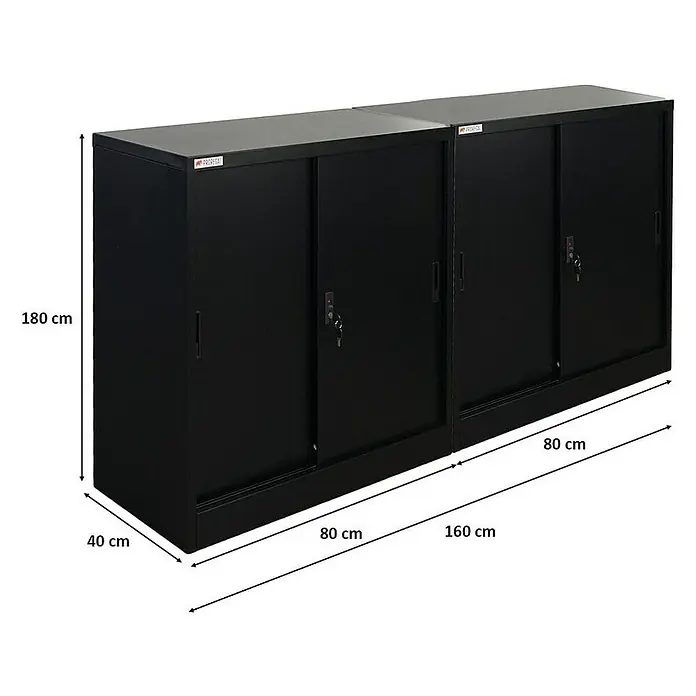 Proregal Aktenschrank Mega Deal 2x ELEPHANT mit abschließbaren Schiebetüren - Schwarz