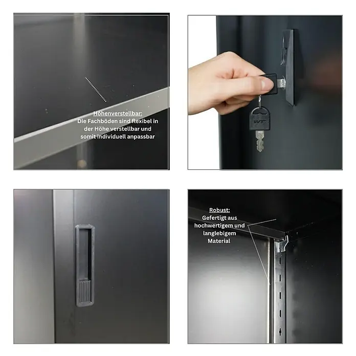 Proregal Aktenschrank Mega Deal 2x ELEPHANT mit abschließbaren Schiebetüren - Schwarz