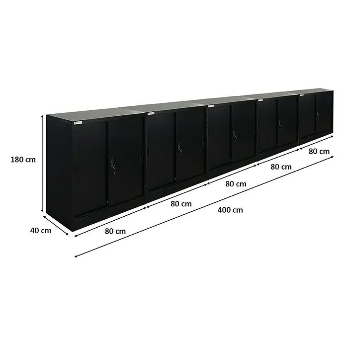 Proregal Aktenschrank Mega Deal 5x ELEPHANT mit abschließbaren Schiebetüren - Schwarz