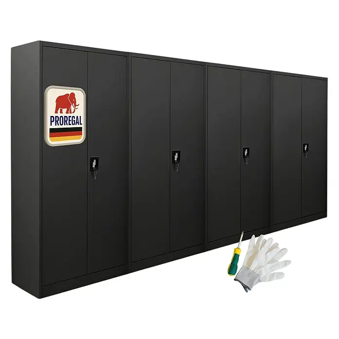 Proregal Aktenschrank Mega Deal 4x ELEPHANT mit 2 Türen, abschließbar - B x T x H: 80 x 40 x 180 cm, Schwarz