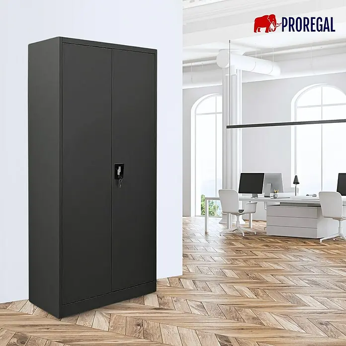 Proregal Aktenschrank Mega Deal 4x ELEPHANT mit 2 Türen, abschließbar - B x T x H: 80 x 40 x 180 cm, Schwarz