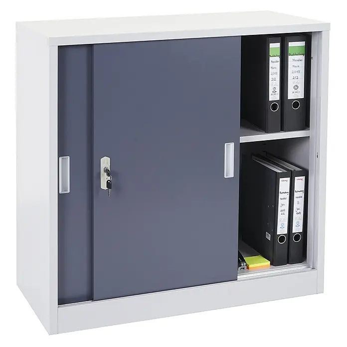 Proregal Aktenschrank klein und abschließbar - B x T x H: 90 x 45 x 90 cm, Anthrazit
