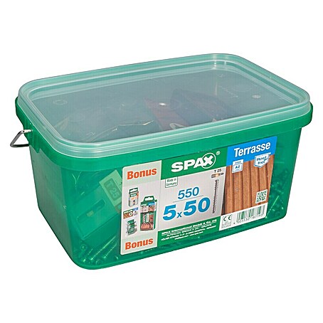 Spax T-Star plus Terrassenschraube Bonus Set T-Star Plus (Ø x L: 5 x 50 mm, Edelstahl rostfrei A2, Blank, 555 -tlg.)