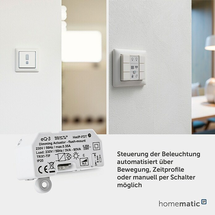 Homematic IP Phasenabschnittdimmer-Einsatz (41 x 54 x 33 mm, Unterputz)