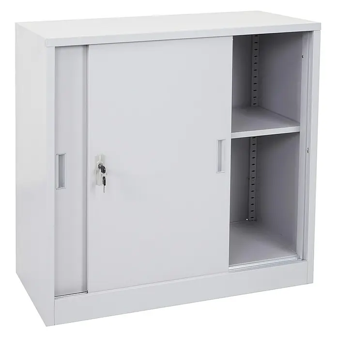 Proregal Aktenschrank klein und abschließbar - B x T x H: 90 x 45 x 90 cm, Grau