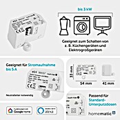 Homematic IP Funkschalter (41 x 54 x 33 mm, Unterputz, 230 V/50 Hz, 5 A)