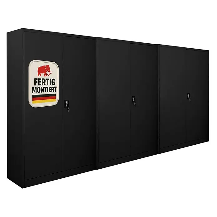 Proregal Aktenschrank Mega Deal 3x ELEPHANT komplett montiert - B x T x H: 120 x 40 x 180 cm, Schwarz