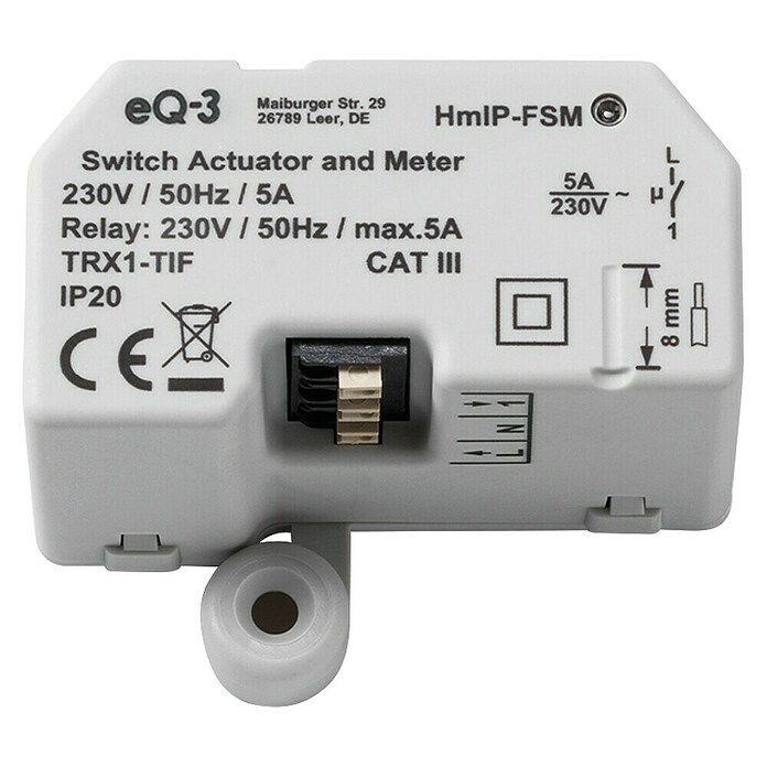 Homematic IP Conmutador inalámbrico (230 V/50 Hz, 16 A, 41 x 54 x 33 mm)